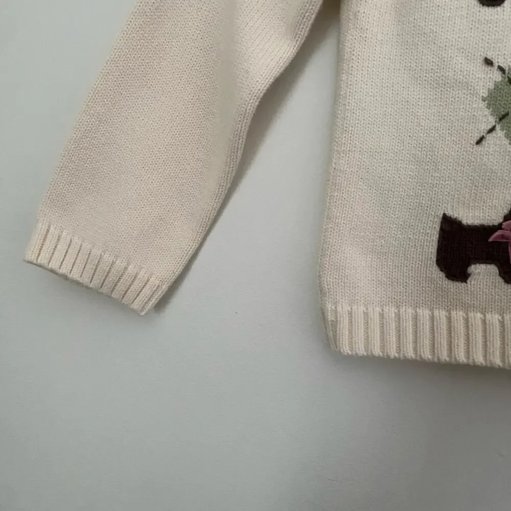 Gymboree Scottie Surprise Cardigan Sweater Girls Toddler Cream Argyle 5T